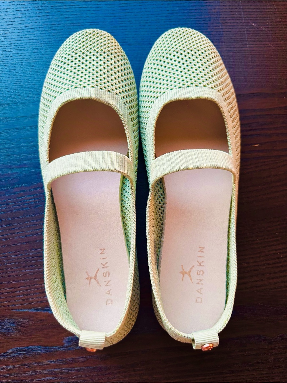 Danskin Pastel Green Knit Mary Jane Flats Balletcore Comfortable Slip On